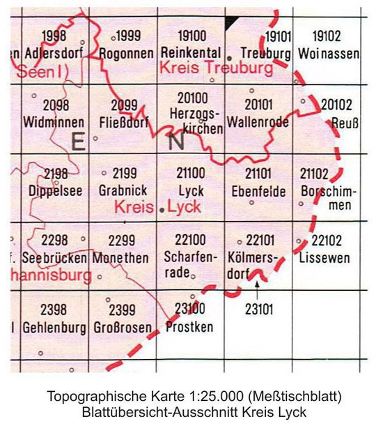Messtischblätter Kreis Lyck